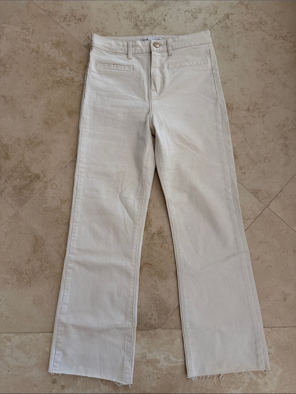 Zara Cream Boot-Cut Jeans